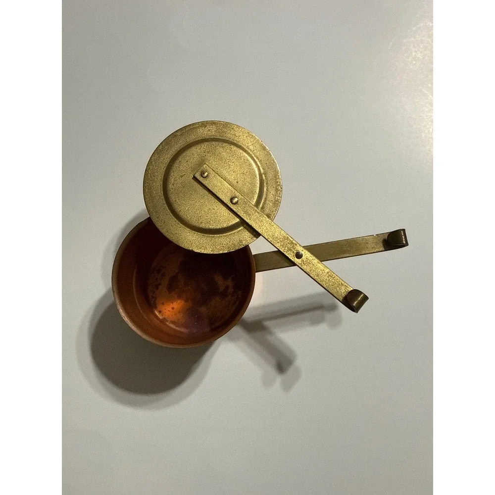 Vintage Copper Butter Warmer Melting Pot with Brass Lid and Handle